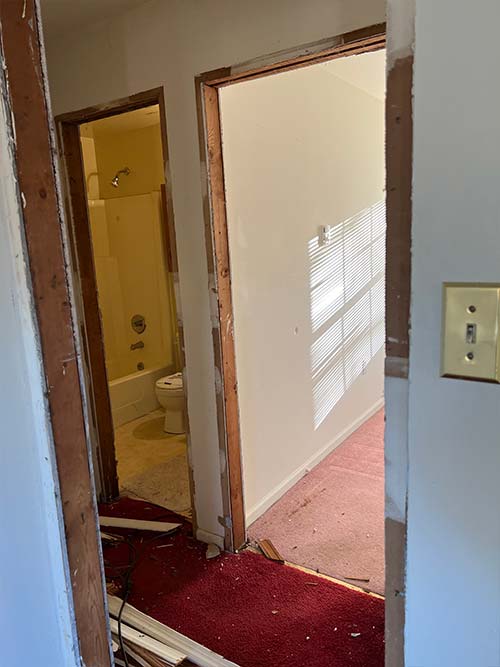 before repair by downsizing VA - hallway and rooms